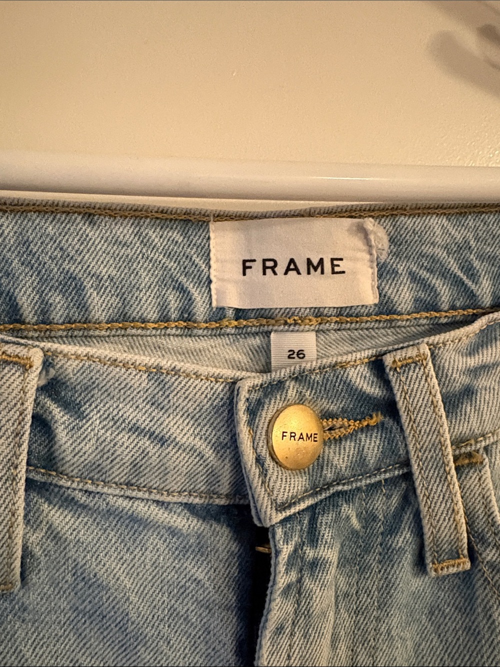 Frame Denim Light Blue Straight-Leg Jeans with Raw Hem - Accepting Offers! - Picture 2 of 6